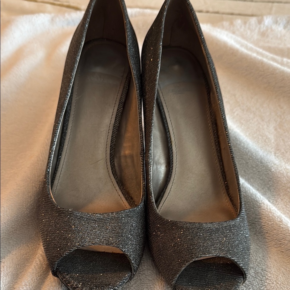 Elegant Gray Peep-Toe Heels